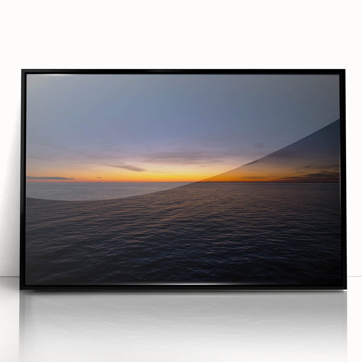 Large abstract wall art depicting a vibrant Canadian New Brunswick scenery on a framed acrylic in black.