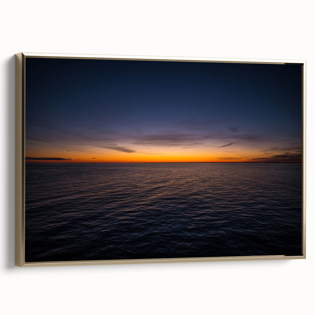 Framed canvas wall art depicting a vintage-style landscape of New Brunswick with a black and gold color palette.