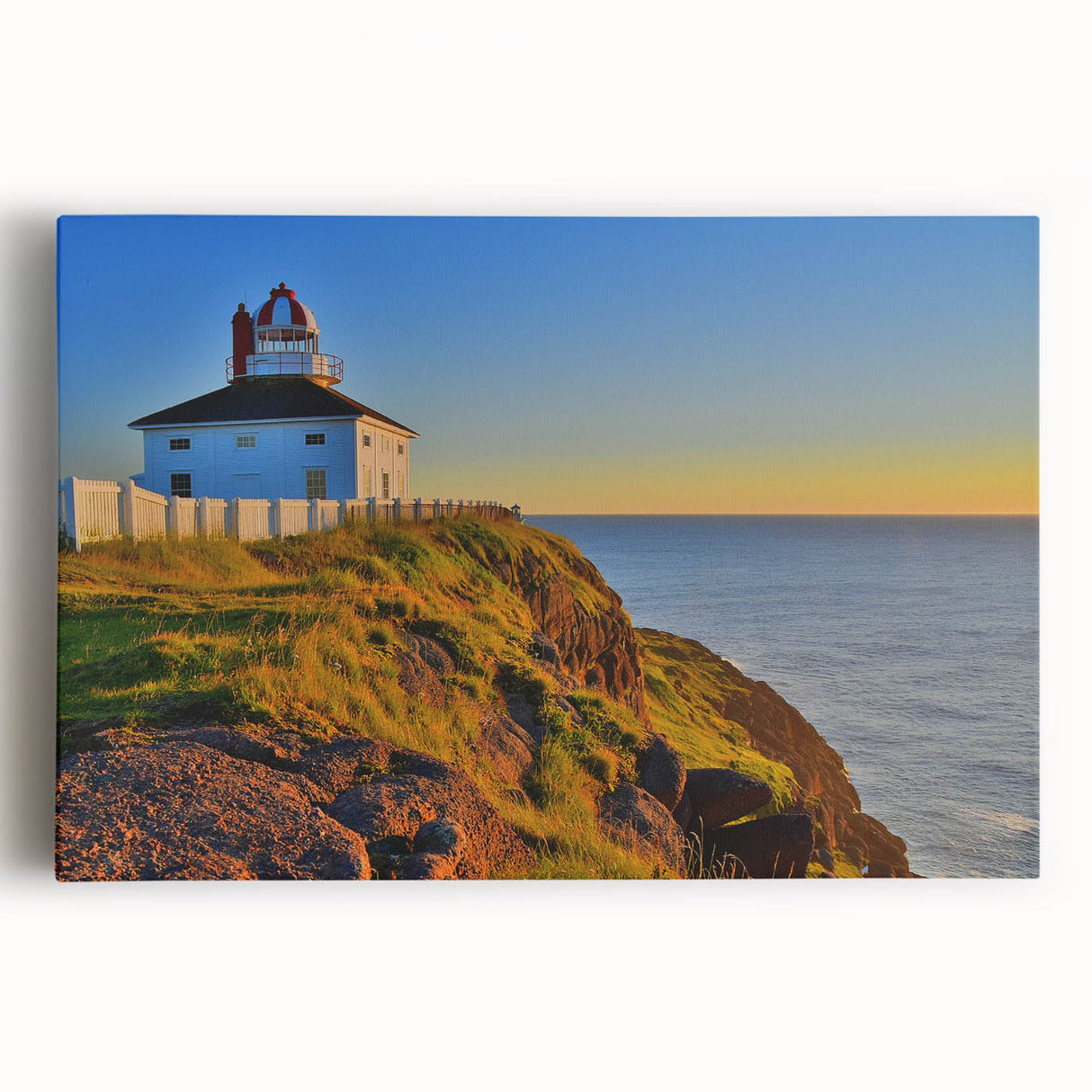 Landscape photograph of Newfoundland in black and white on stretched canvas, suited for kitchen art.