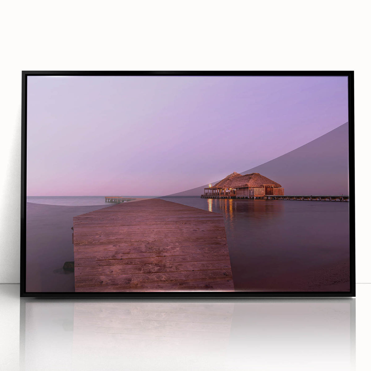 Large abstract wall art depicting a Central American landscape in muted earth tones, framed in black acrylic.