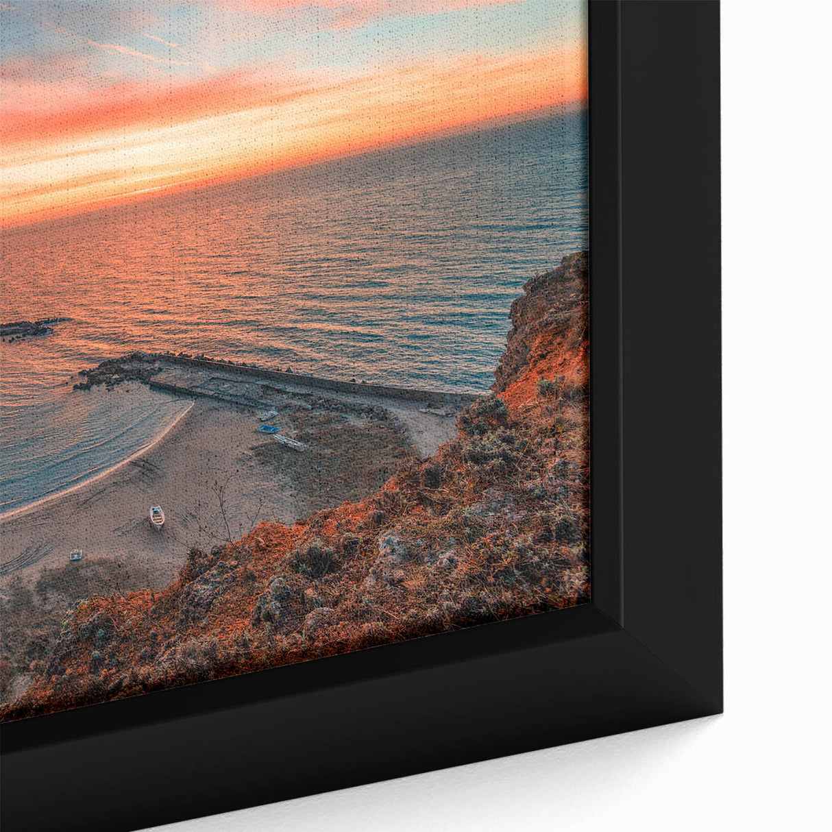 Extra large framed canvas featuring a textured, colorful Bulgarian landscape in muted tones, ideal for living room decor.