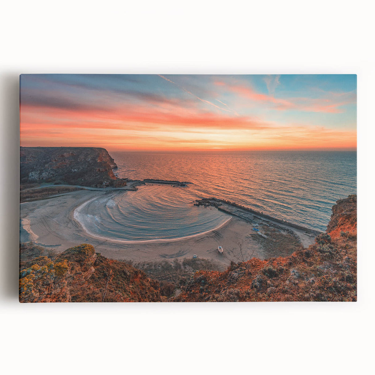 Black and white photograph of a European cityscape on stretched canvas, ideal for kitchen wall art or bedroom ambiance.