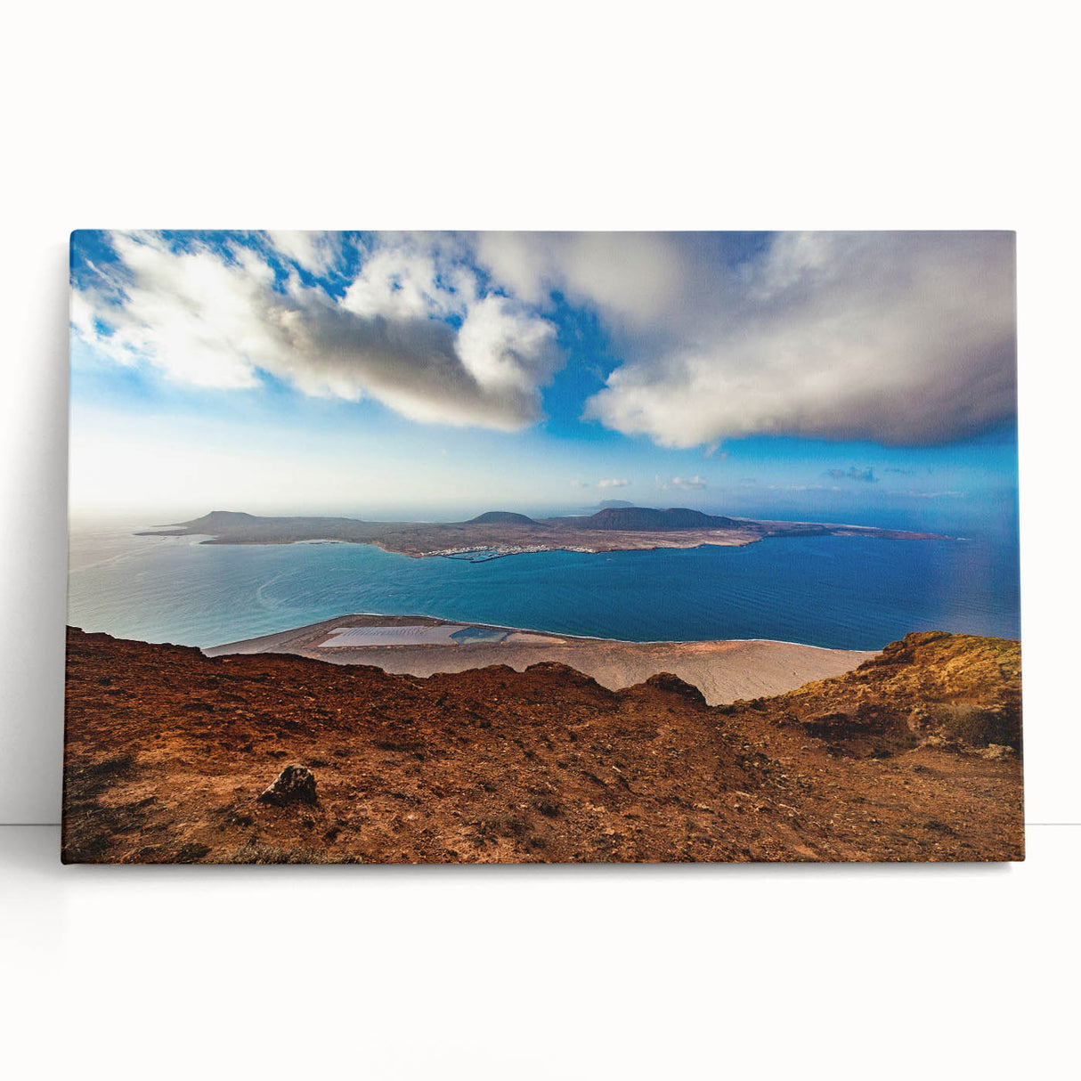 Black and white stretched canvas of a scenic European village, ideal for kitchen wall art.