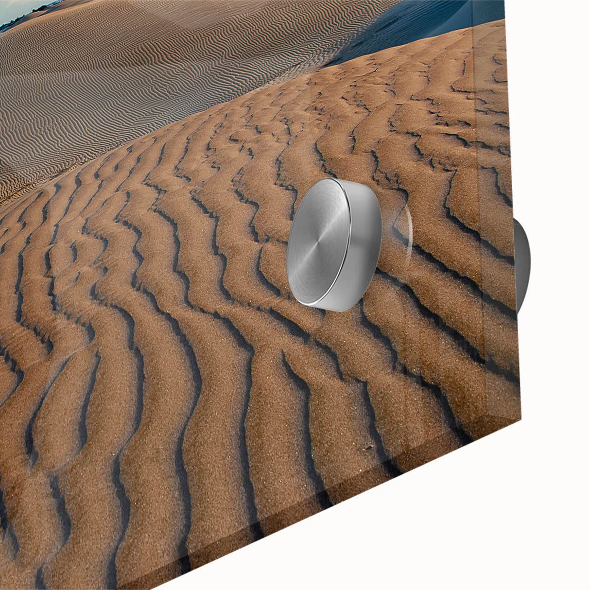 Large abstract wall art depicting Baja California scenery in mid-century modernist style on acrylic glass.