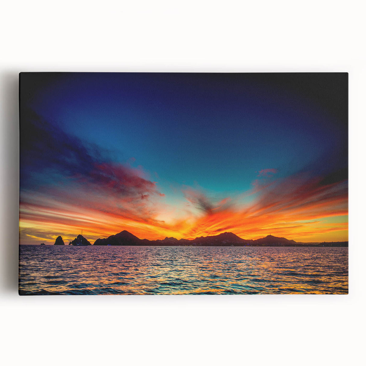 Black and white large canvas of Cabo San Lucas landscape, ideal for kitchen wall art.