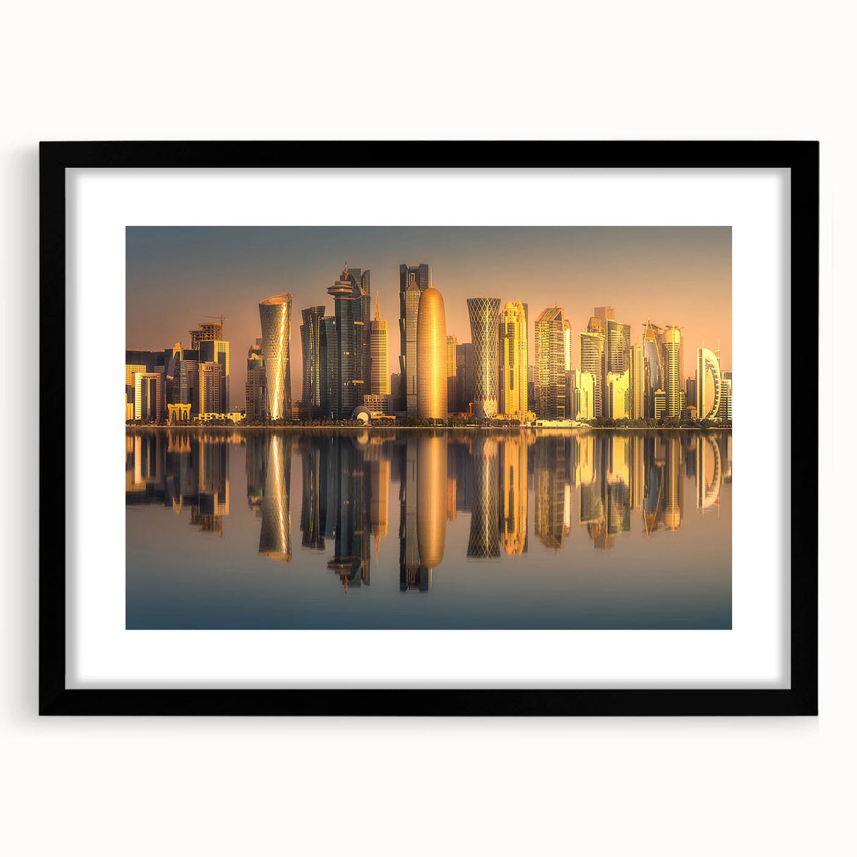 Colorful abstract art print of a Middle Eastern scenery in vibrant hues on a large textured canvas.