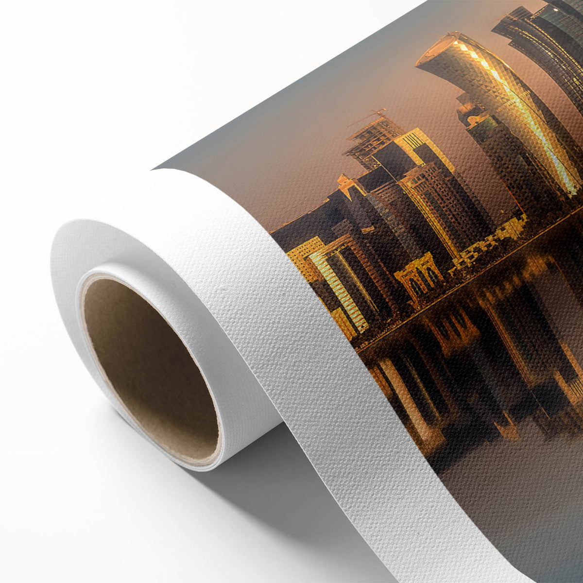Art Deco style poster of Qatar scenery on rolled canvas, with pastel color palette, suitable for nursery wall art.