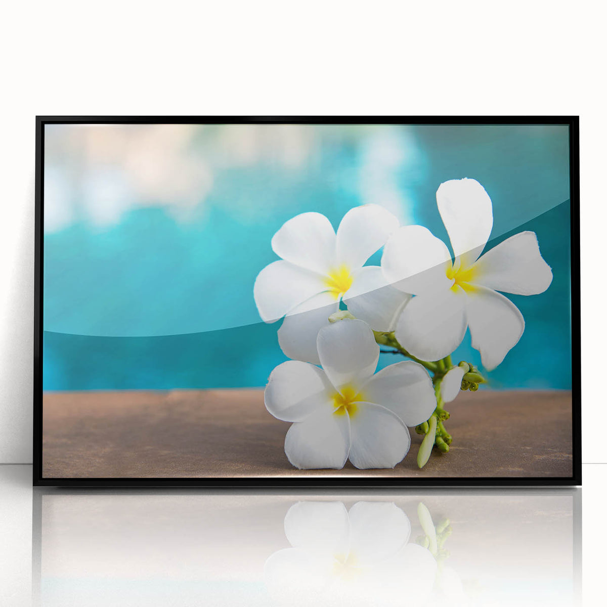 Large abstract wall art depicting an oceanic scene in French Polynesia.