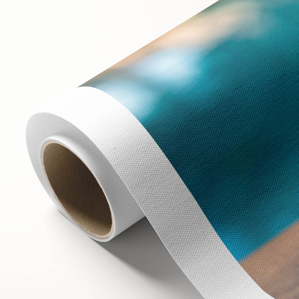 Art deco poster of Bora Bora landscape with serene blue waters and lush greenery on rolled canvas.