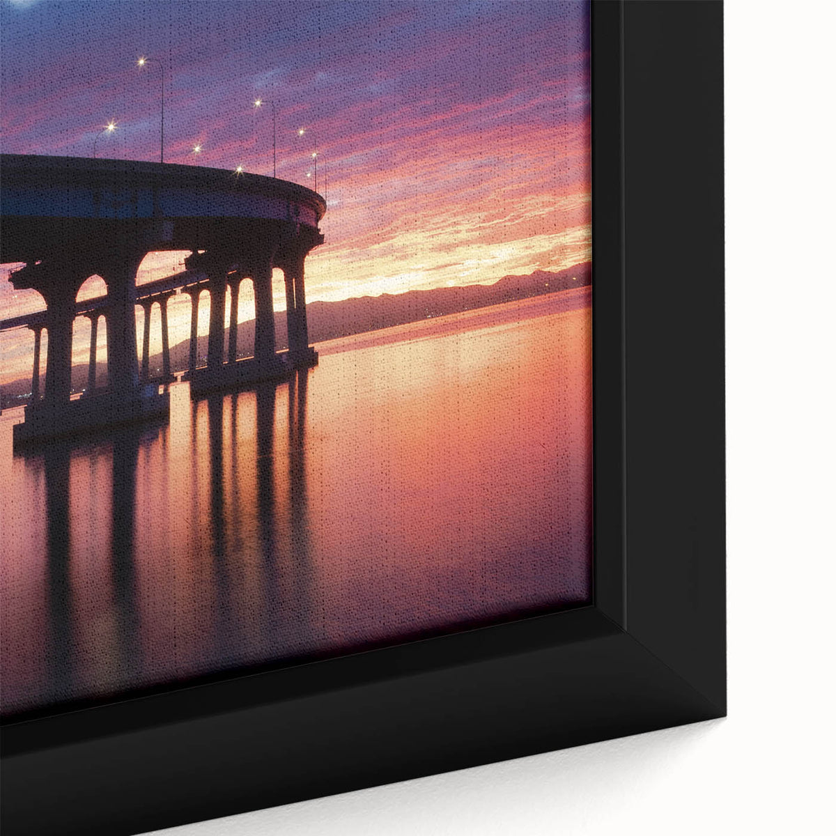 Black wall art featuring a textured Coronado, California scenery in vibrant colors on a framed canvas.
