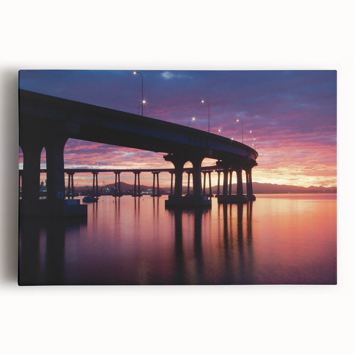 Black and white stretched canvas of Coronado, California scenery, ideal for kitchen wall art.