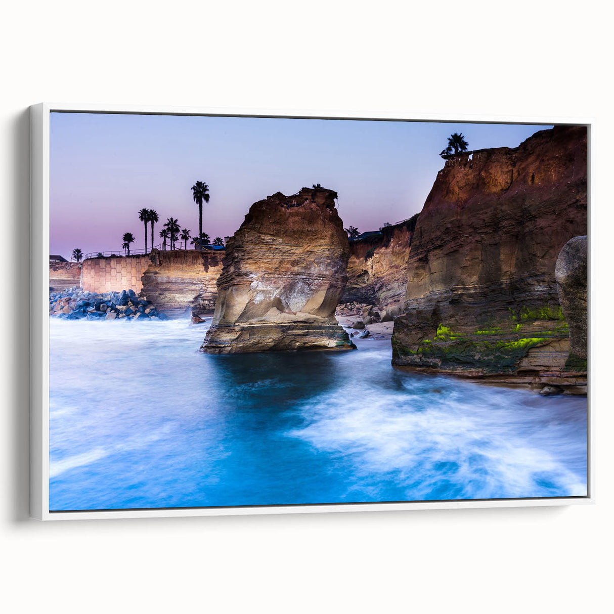 Vintage poster art of San Diego on a framed canvas, featuring colorful art in extra large size, ideal for living room decor.