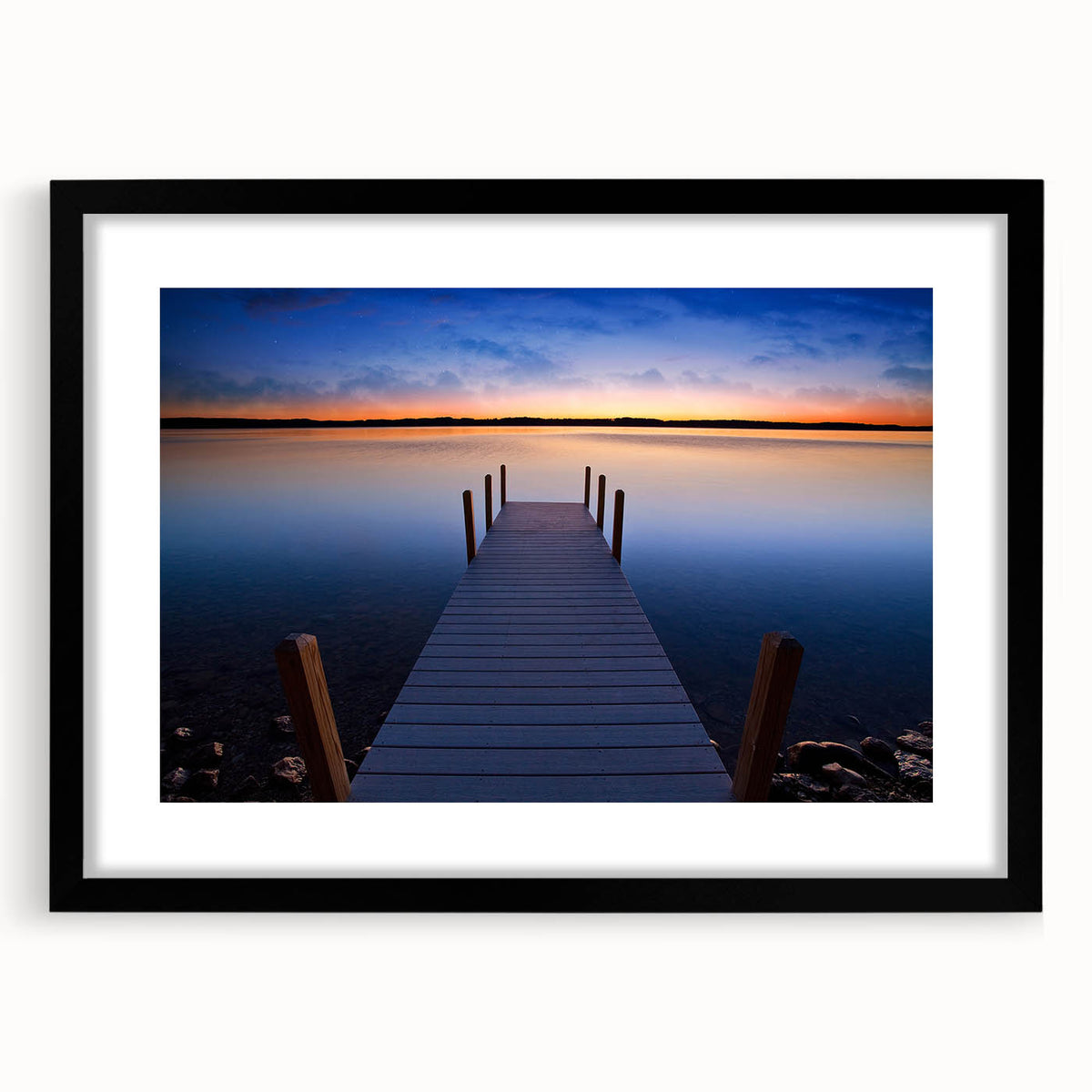 Abstract art print of Lake Michigan with vibrant blue and green tones on a large textured canvas.