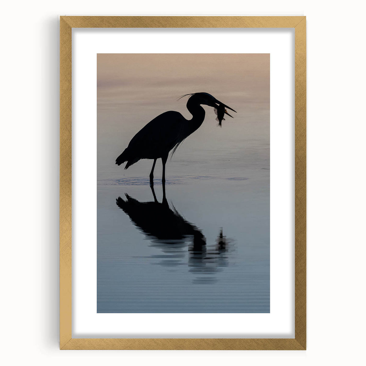 Extra large abstract art print of Chesapeake Bay in textured blues and greens on a gold-framed canvas.