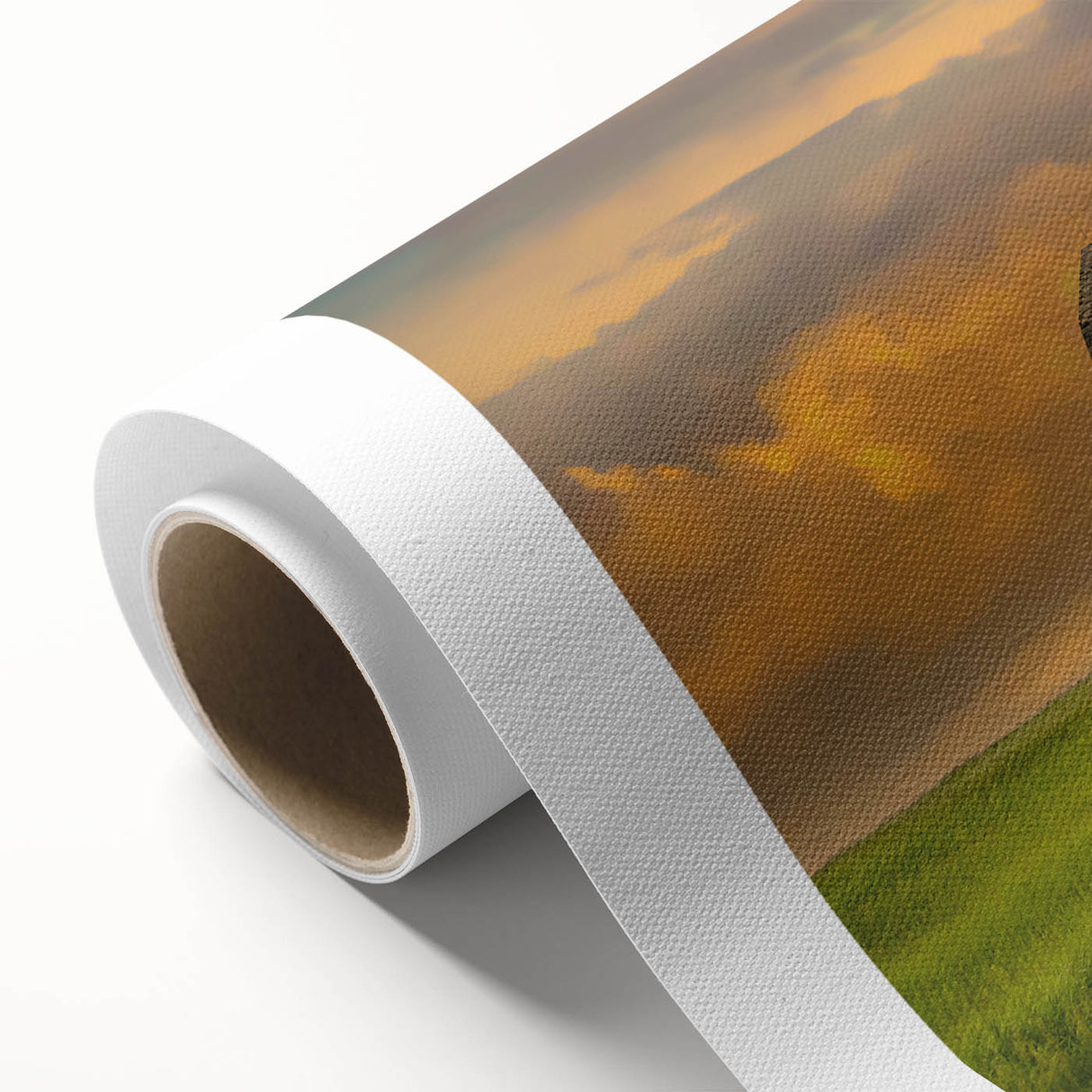 Art deco-style poster of North Dakota landscape in soft pastel colors on rolled canvas, ideal for nursery wall art.