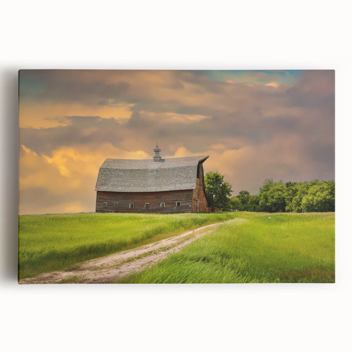 Black and white photograph of North Dakota scenery on stretched canvas, suitable as large kitchen wall art.