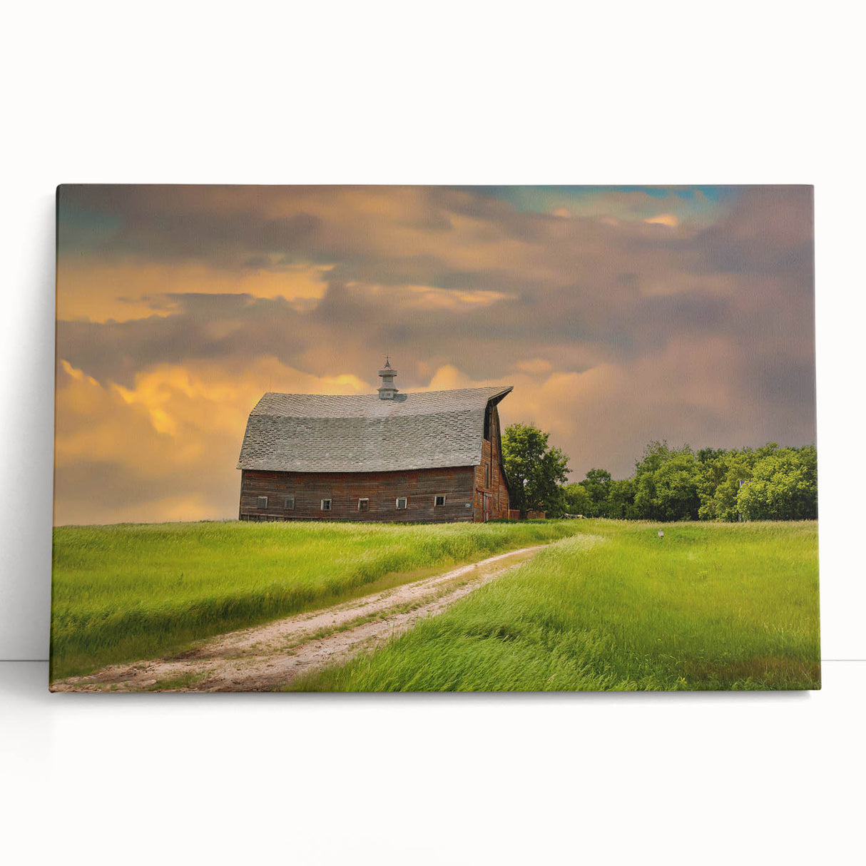 Black and white photograph of a North Dakota landscape on stretched canvas, ideal for kitchen wall art or bedroom ambiance.