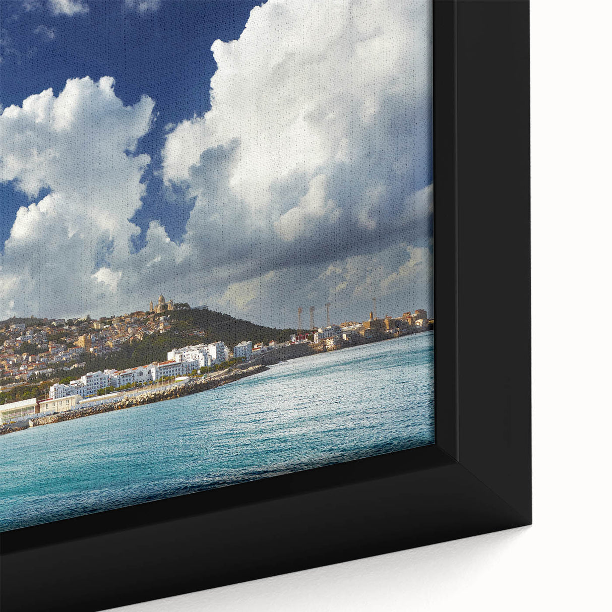 Extra large framed canvas featuring a textured, colorful African scenery, ideal for living room decor.