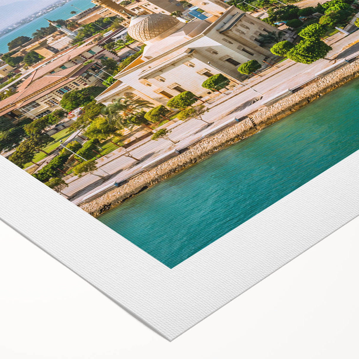 Art deco poster of Egyptian scenery in muted earth tones on rolled canvas, suitable for dining room wall art.