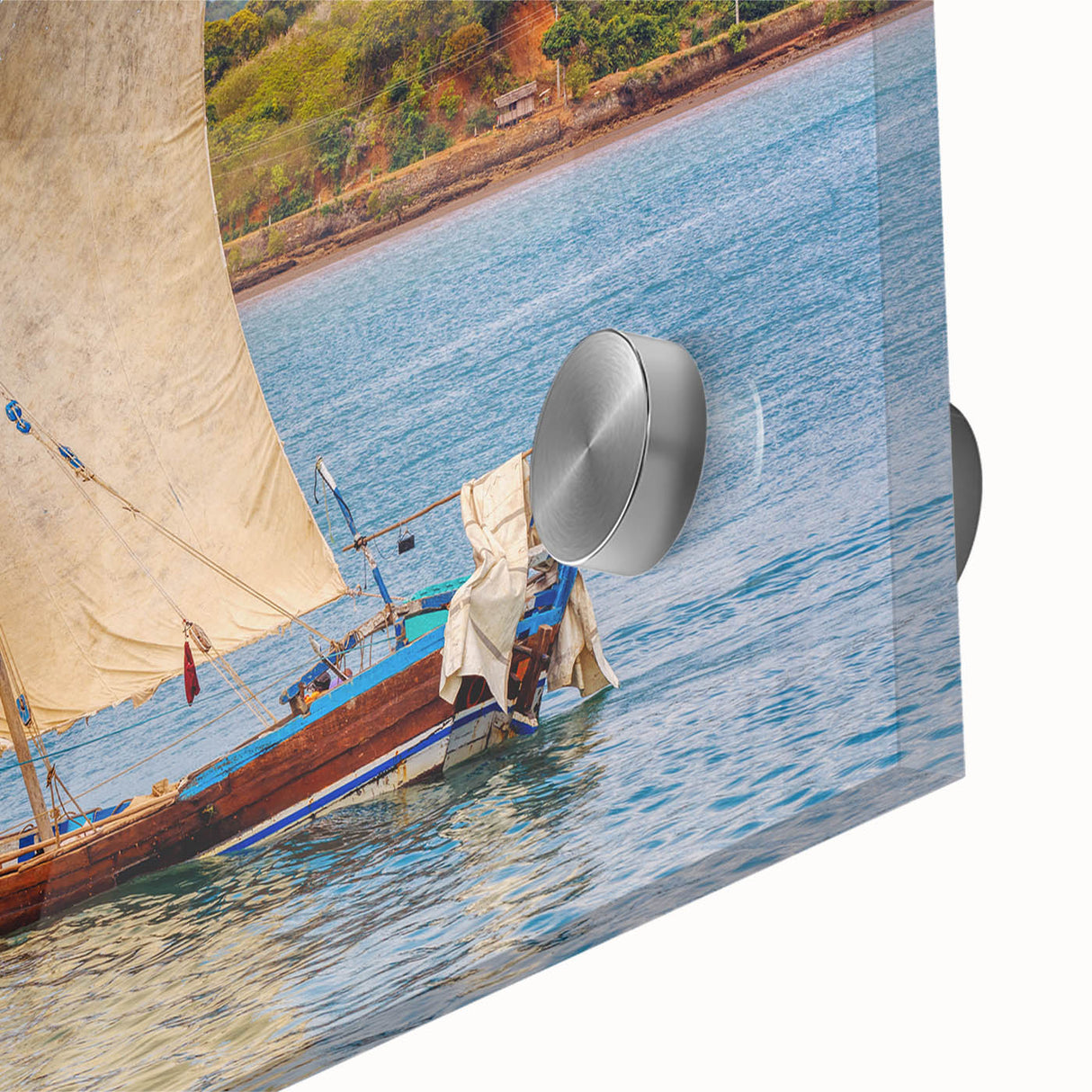 Large abstract wall art featuring a Madagascar scenery in muted earth tones on acrylic glass, ideal for dining room ambiance.