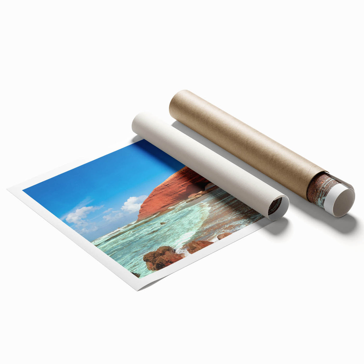 Extra large rolled print featuring a Moroccan scenery with vibrant floral elements, ideal for classy bathroom wall art.