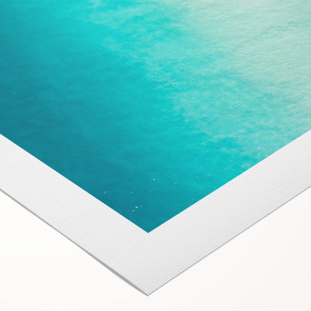 Art deco poster of Seychelles scenery on rolled canvas, featuring vivid blue and green tones, ideal for dining room wall art.