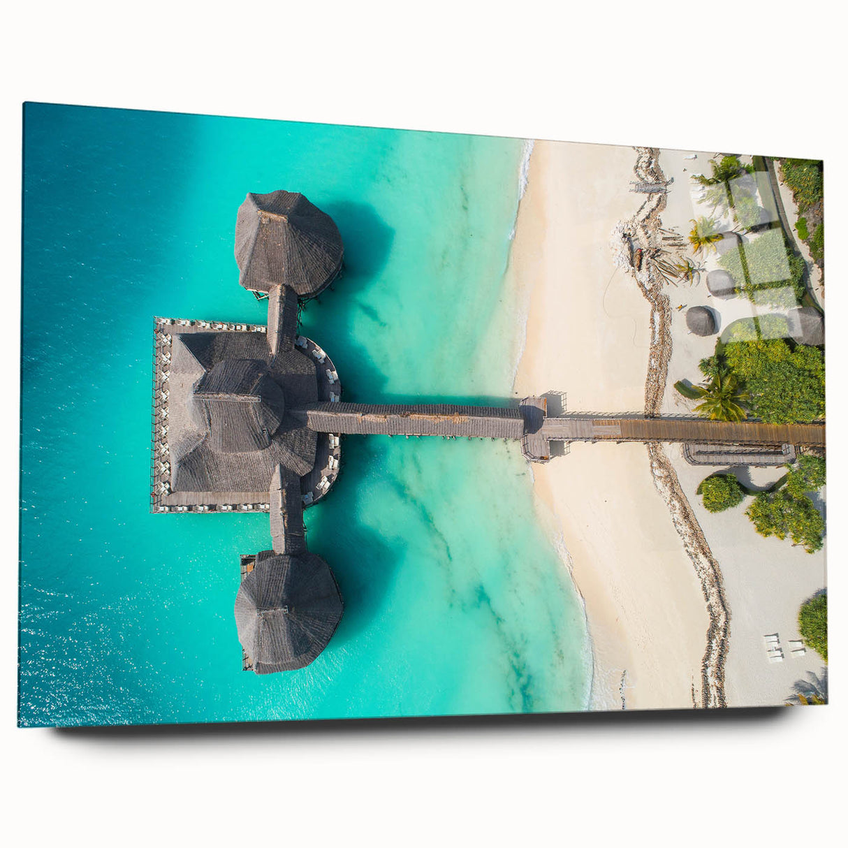 Large abstract wall art depicting a serene Tanzanian landscape in muted earth tones on acrylic glass.