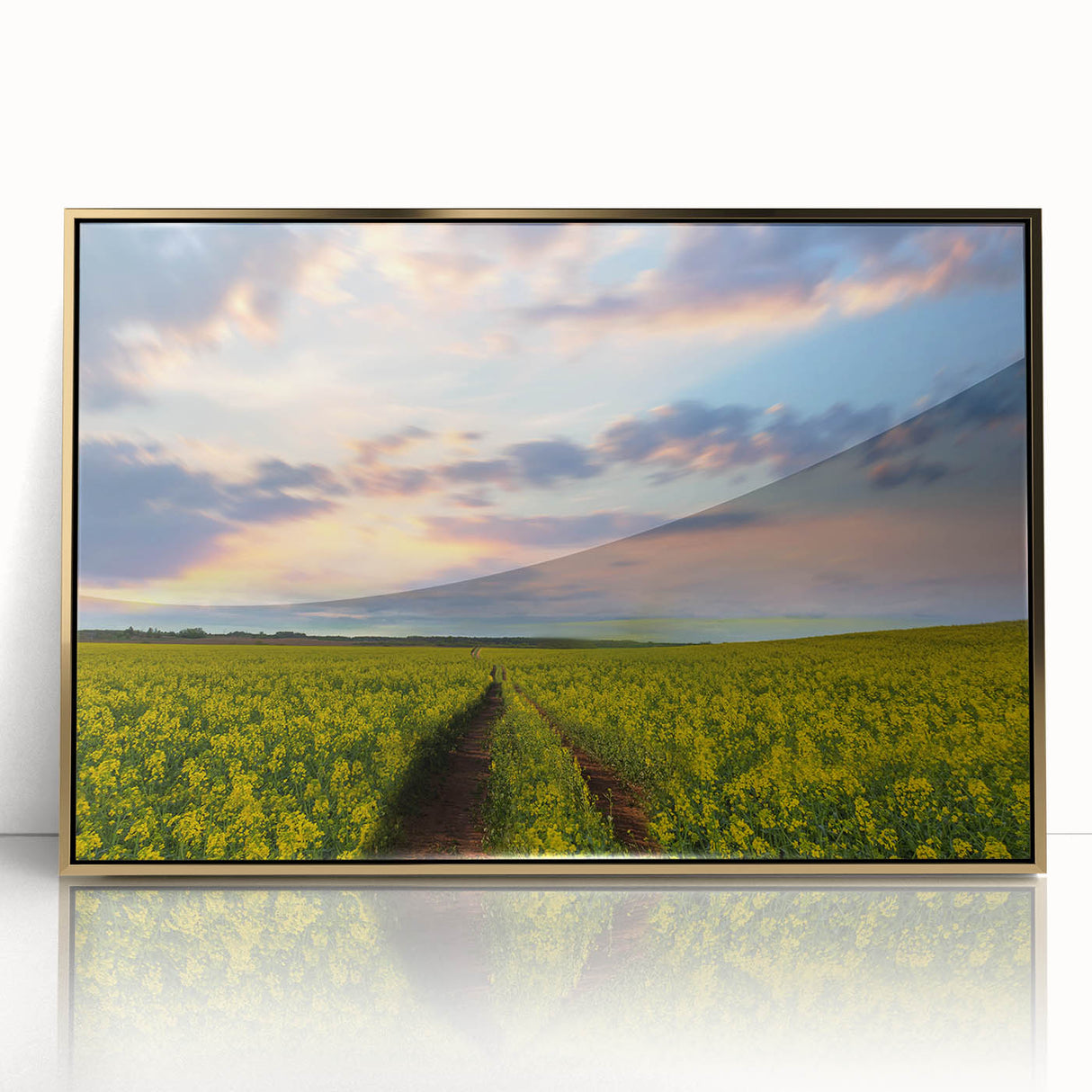 Large art print of a Bangladesh scenery in vibrant greens and blues on a framed acrylic, ideal for modern art wall decor.