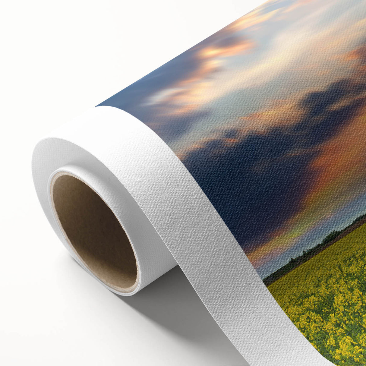 Art deco poster of a serene Bangladesh landscape in soft green and blue hues on rolled canvas, ideal for nursery wall art.