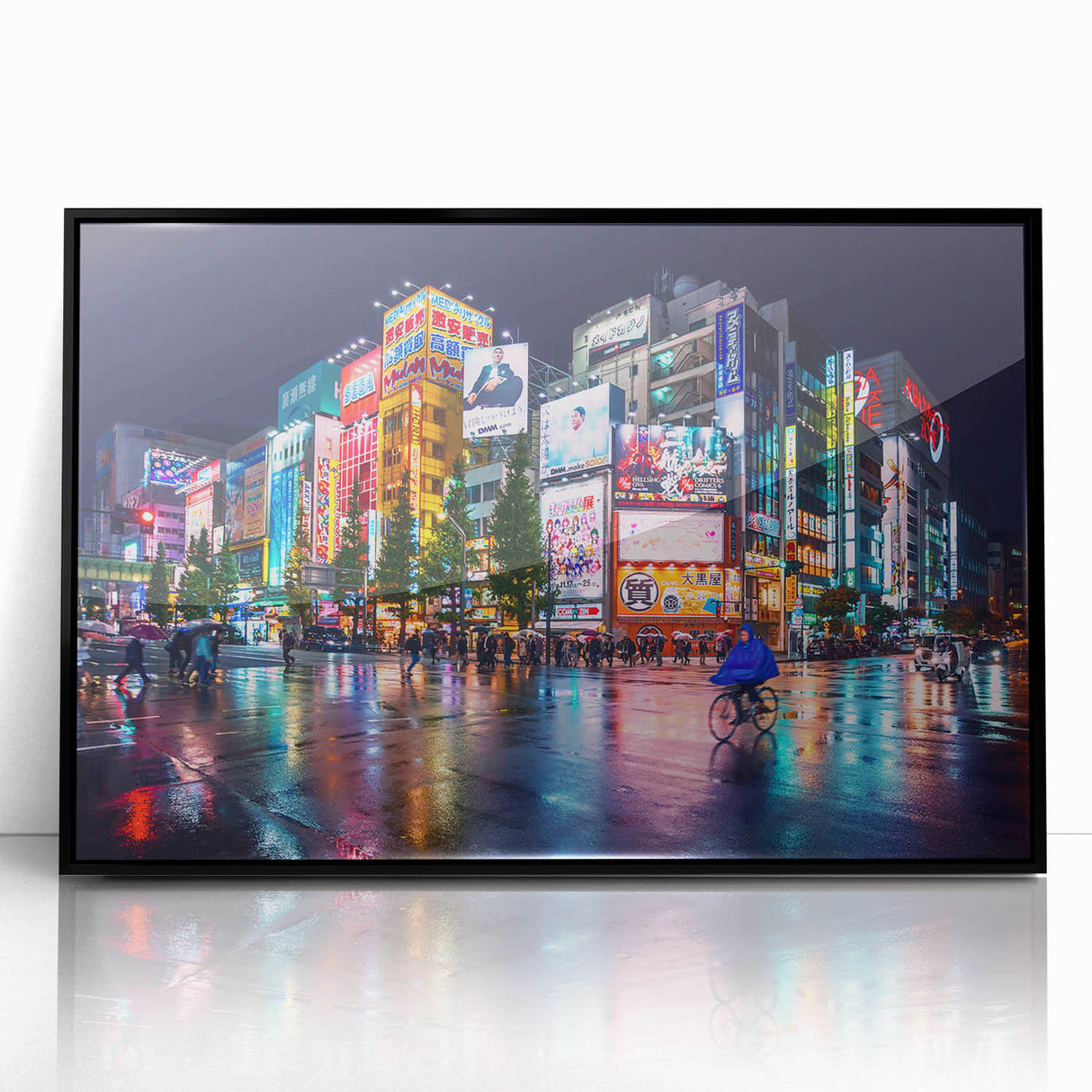 Large abstract wall art depicting a minimalist Tokyo skyline in monochrome shades on a framed acrylic panel.