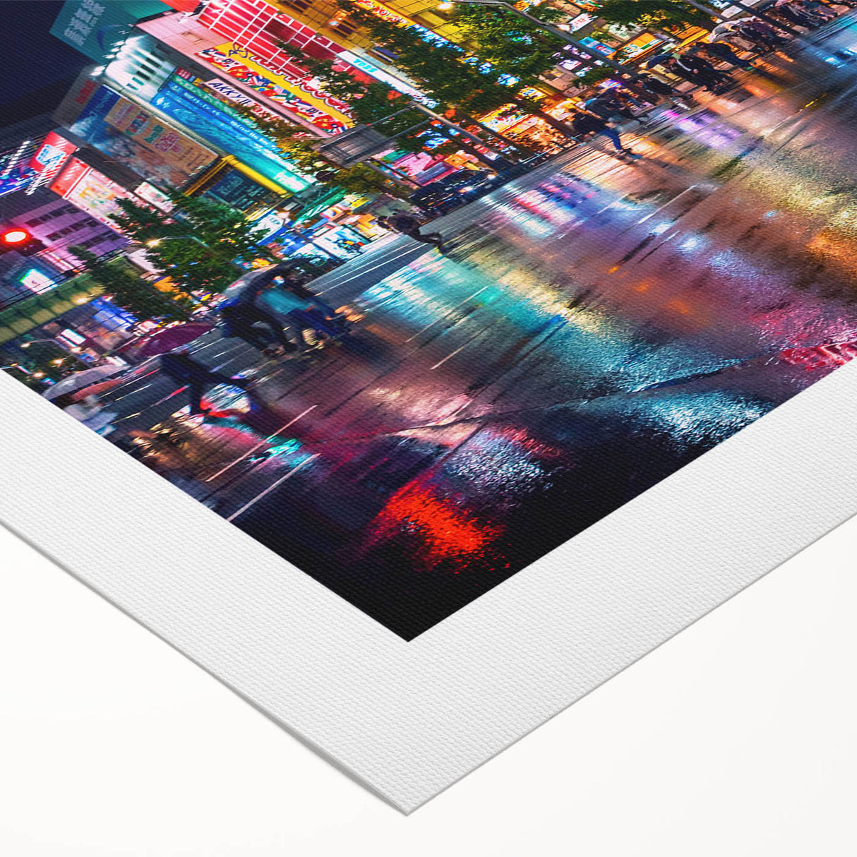 Art deco poster of Tokyo skyline in muted blues and grays on rolled canvas, suitable for dining room decor.