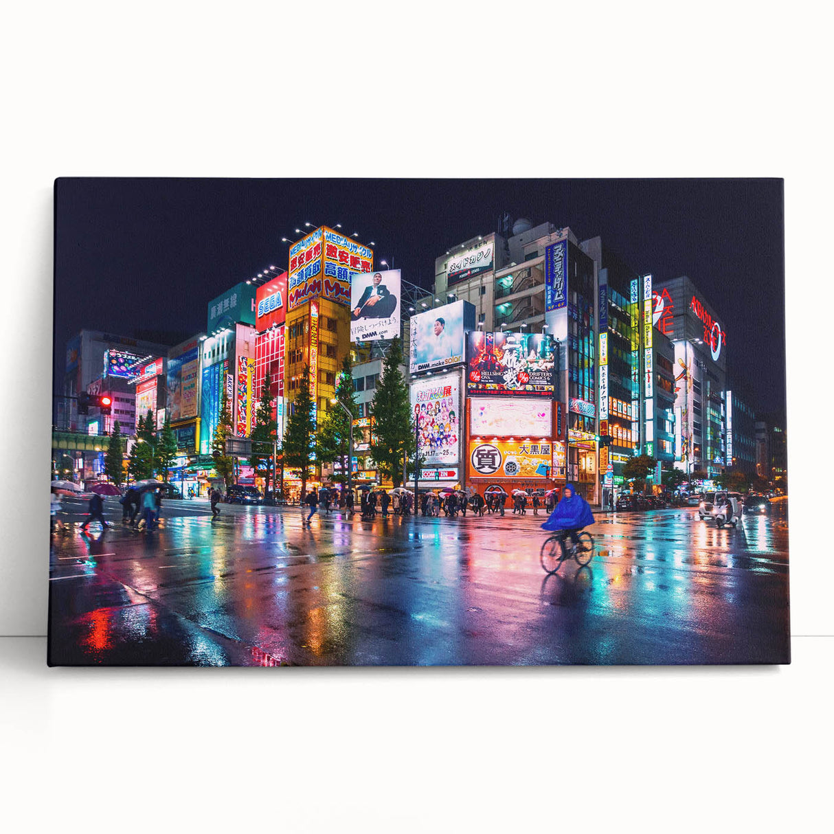 Black and white large art print of Tokyo skyline on stretched canvas, ideal for kitchen wall art or bedroom decor.