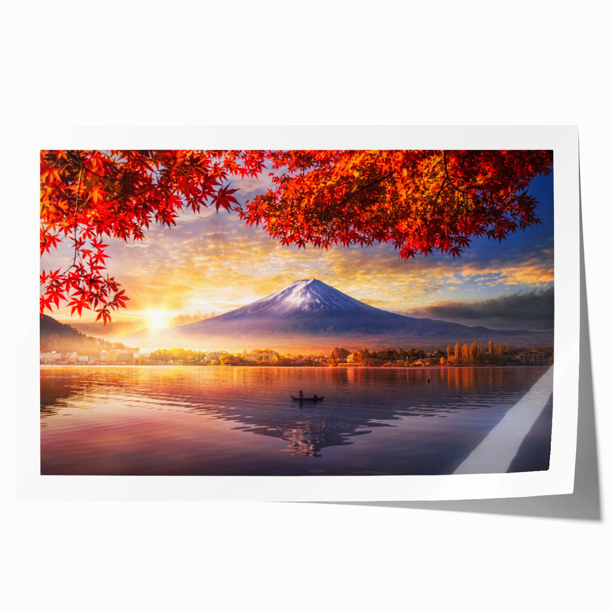 Extra large rolled print of a serene Japanese landscape with soft pastel colors, suitable for art wall dining room.