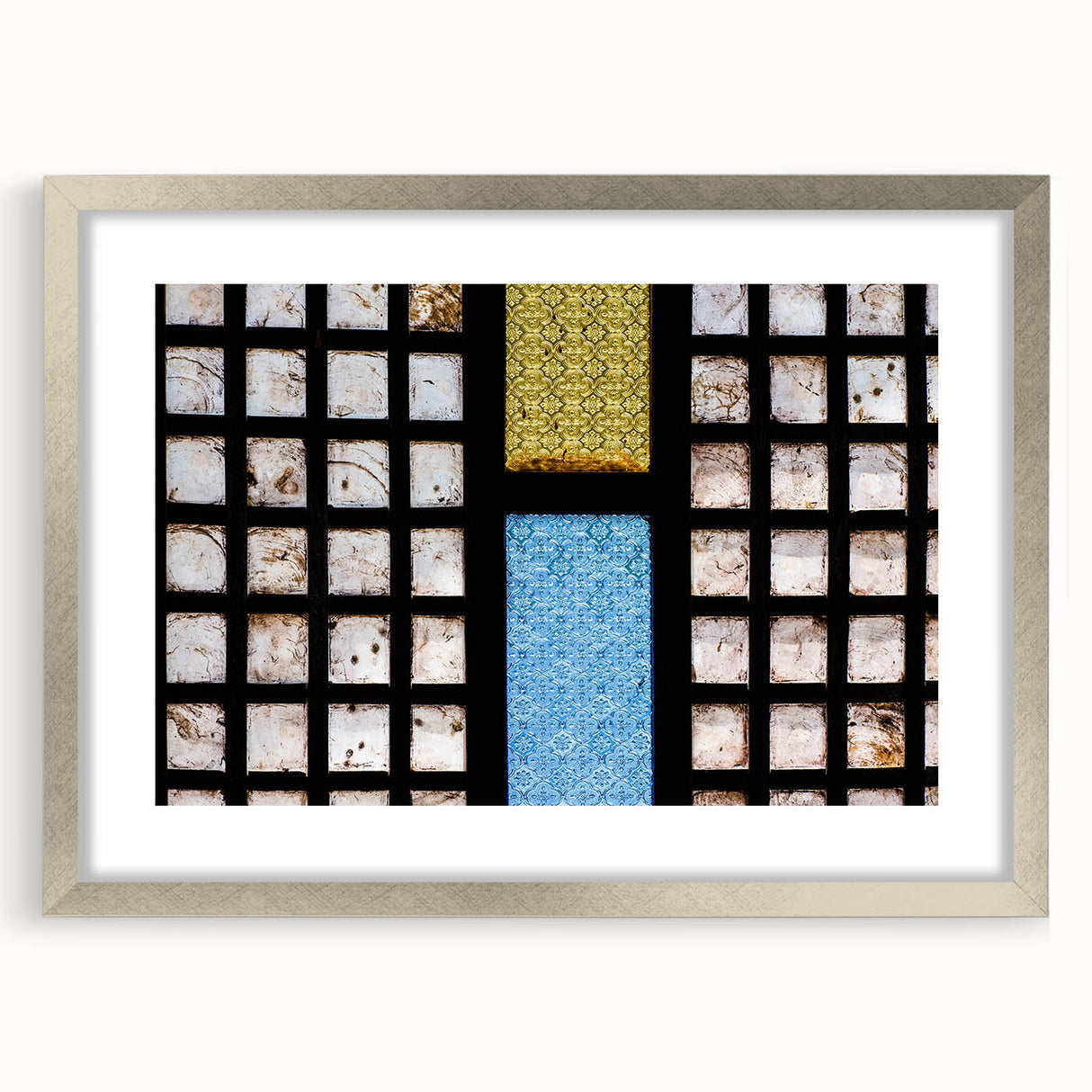 Textured art print depicting an abstract Philippine landscape in soft earth tones, framed in silver.