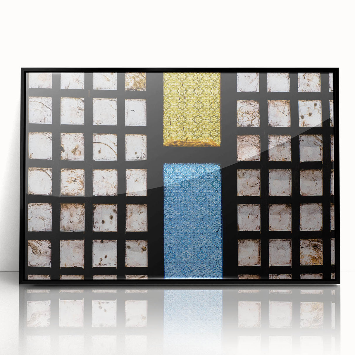 Large abstract wall art depicting a stylized Philippine landscape in muted earth tones on a framed acrylic.