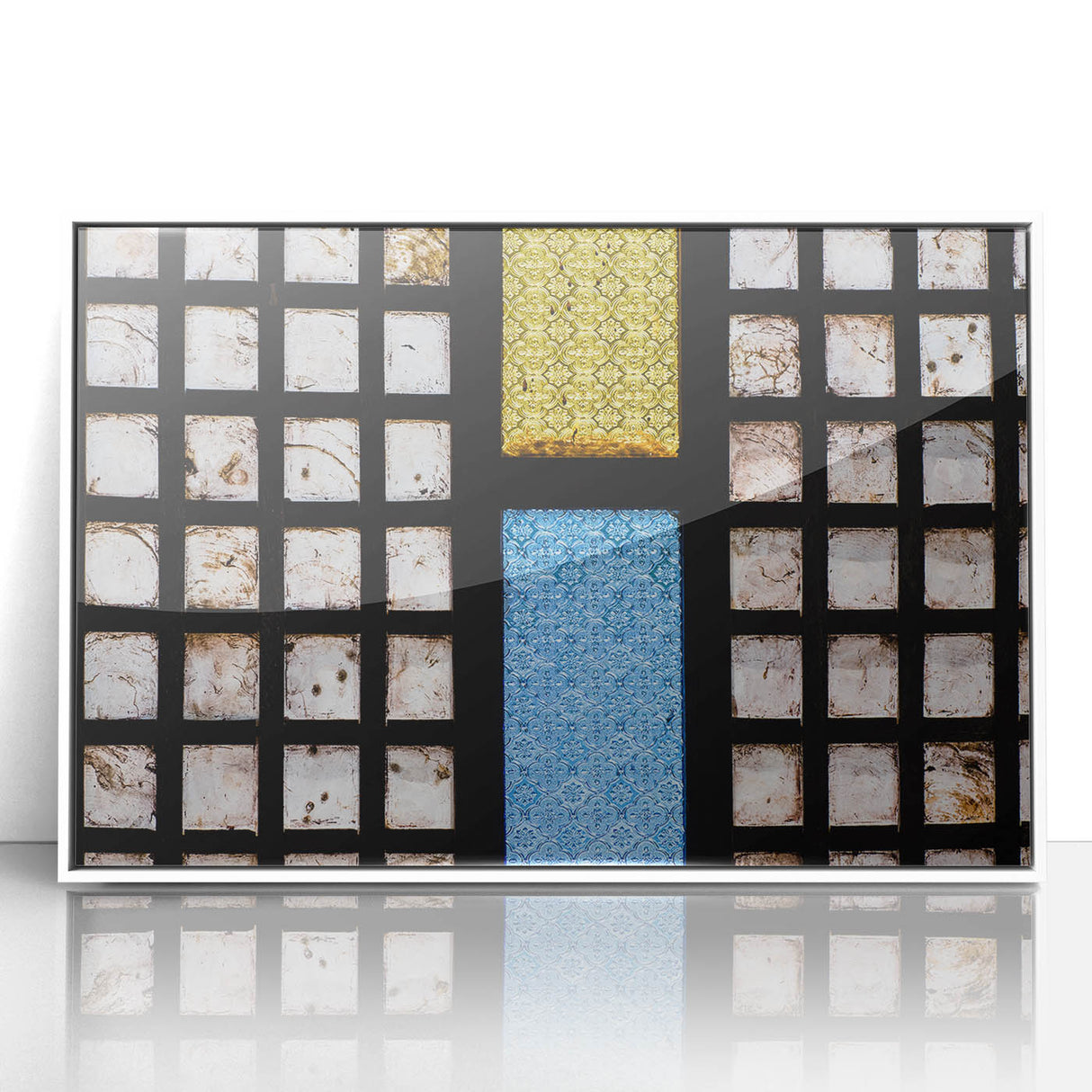 Acrylic print of a serene Philippine landscape in art deco style, featuring gentle blue and green hues.