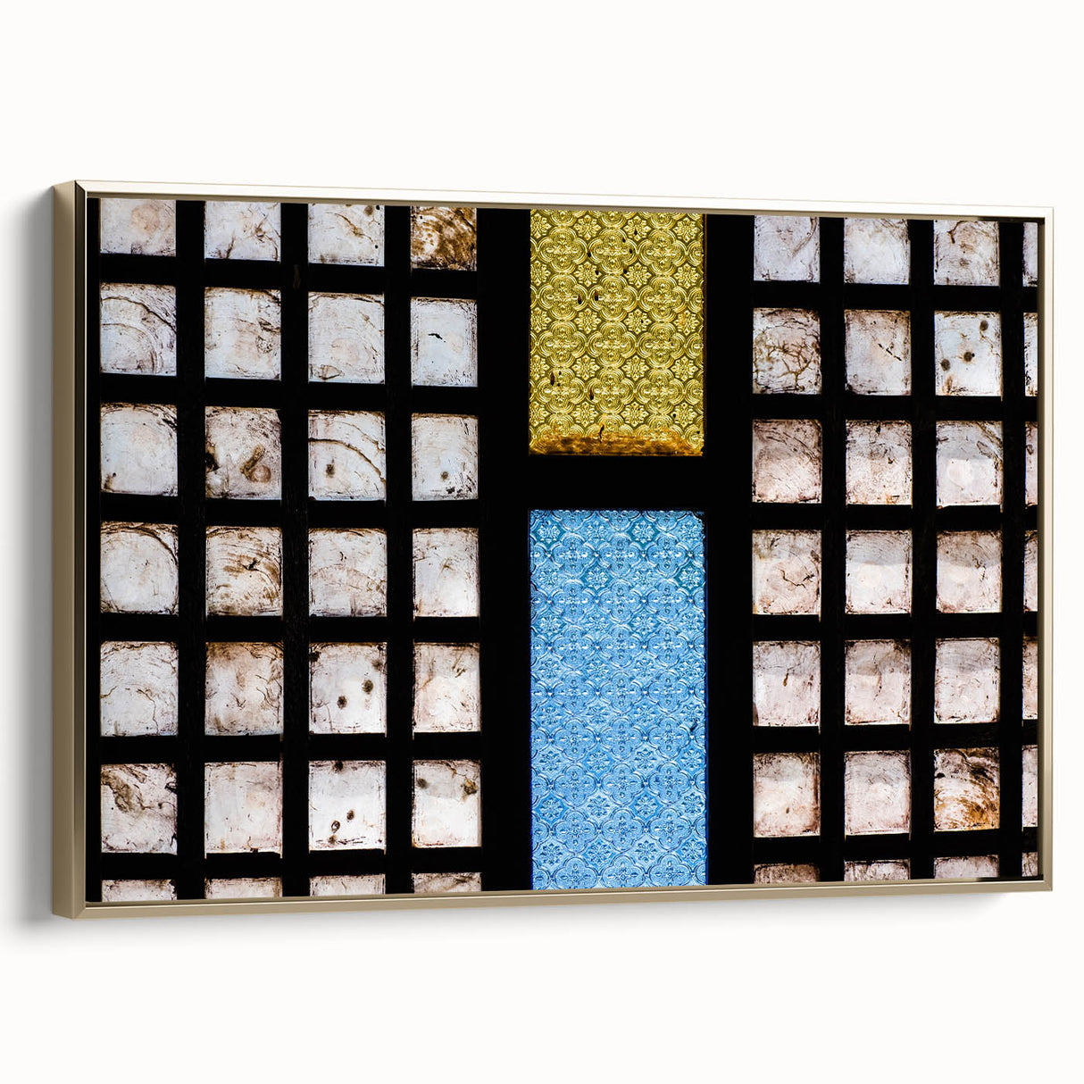 Framed canvas featuring a vintage-style landscape painting of a Philippine scenery in muted gold and black tones.