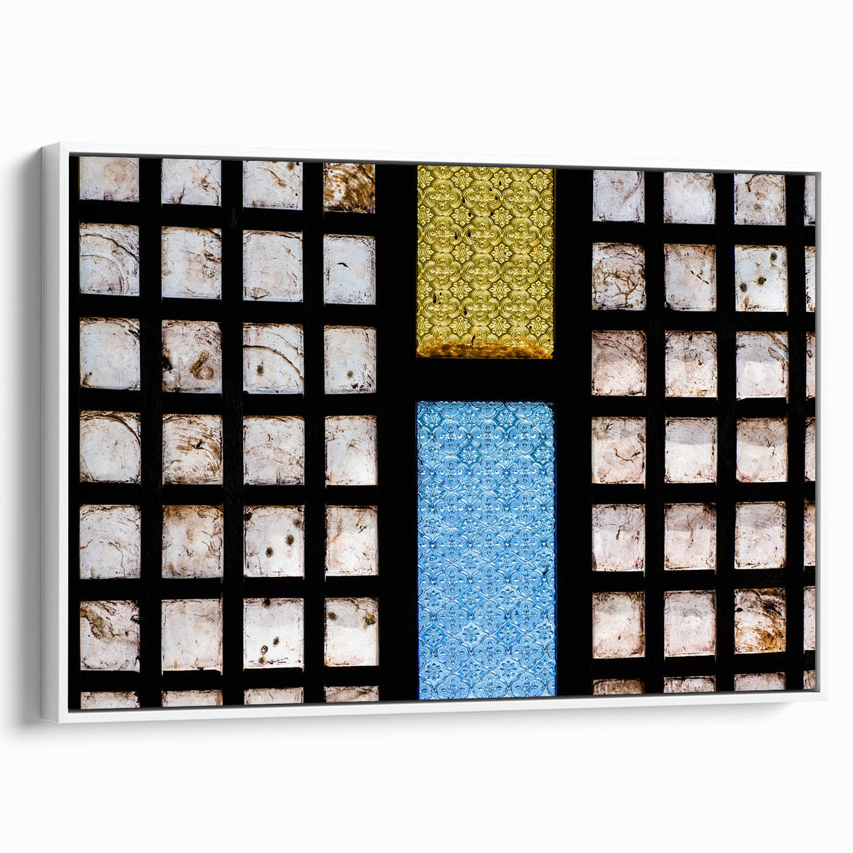 Vintage poster art of a Philippine landscape on a framed canvas, featuring colorful imagery against a black background.