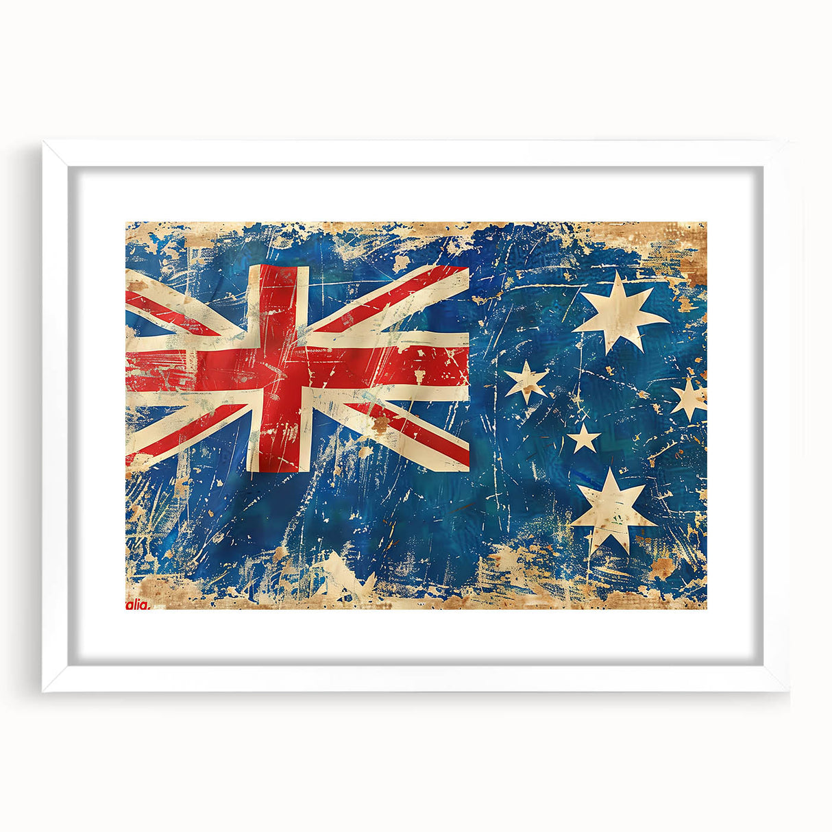 Extra large abstract print of Ayers Rock in muted orange and brown tones on a framed canvas, ideal for living room decor.