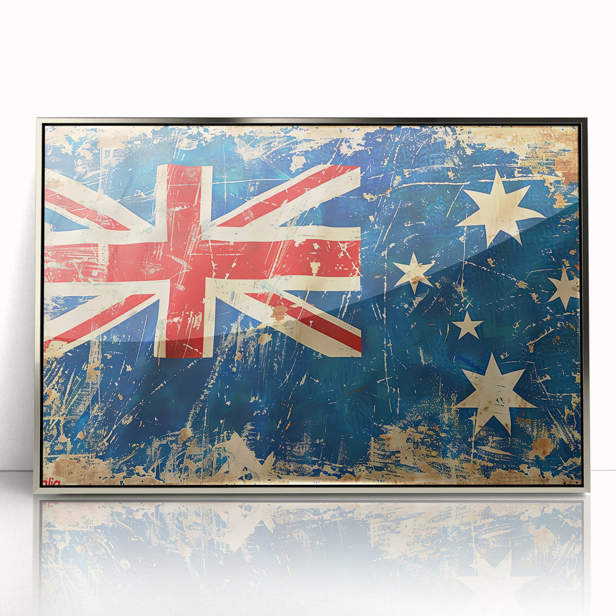 Framed acrylic print of Ayers Rock in muted earth tones, suitable for modern art wall decor.