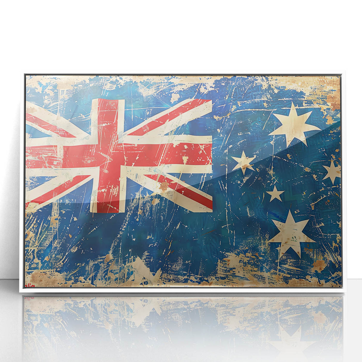 Framed acrylic print of Ayers Rock in Australia, in muted earth tones, ideal for modern art wall decor.