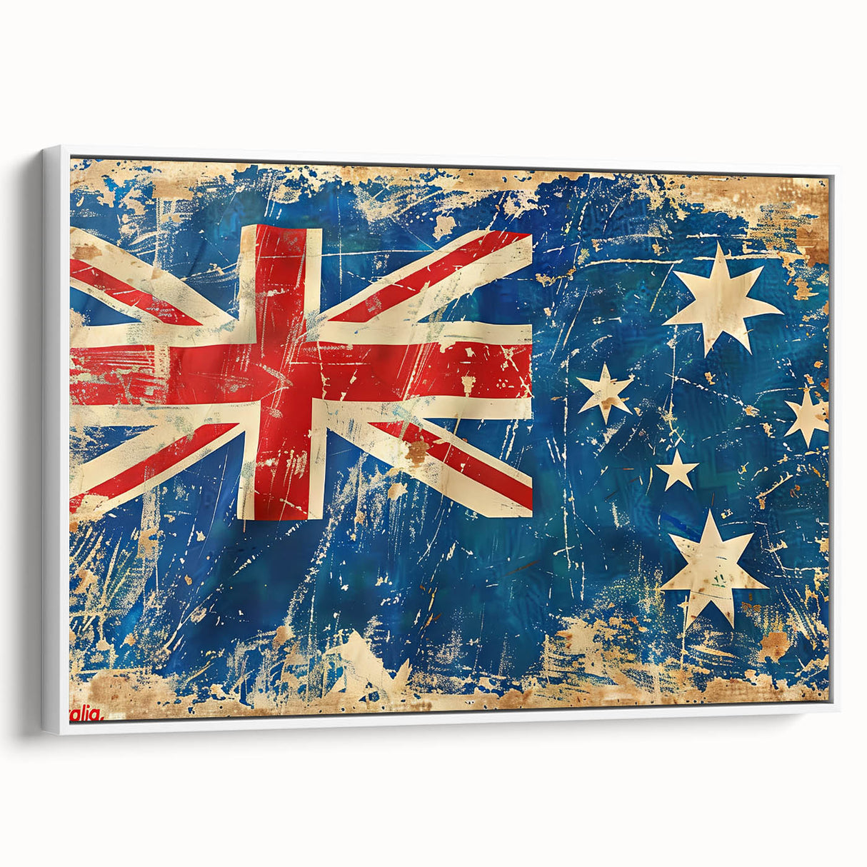 Framed canvas depicting Ayers Rock in Australia with muted earth tones, ideal for bedroom wall art.