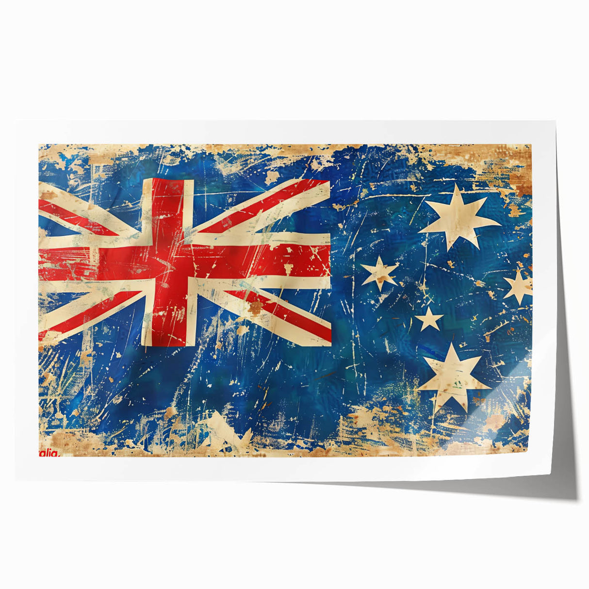 Rolled print of Ayers Rock in Australia, featuring earthy red and orange tones, ideal for art wall dining room.