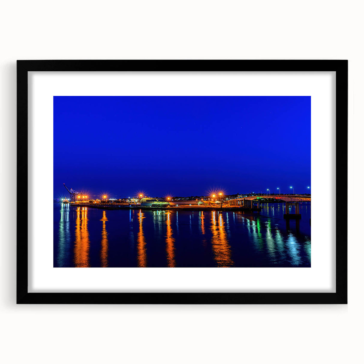 Abstract art print depicting a textured, colorful scenery of New Brunswick on an extra large framed canvas.