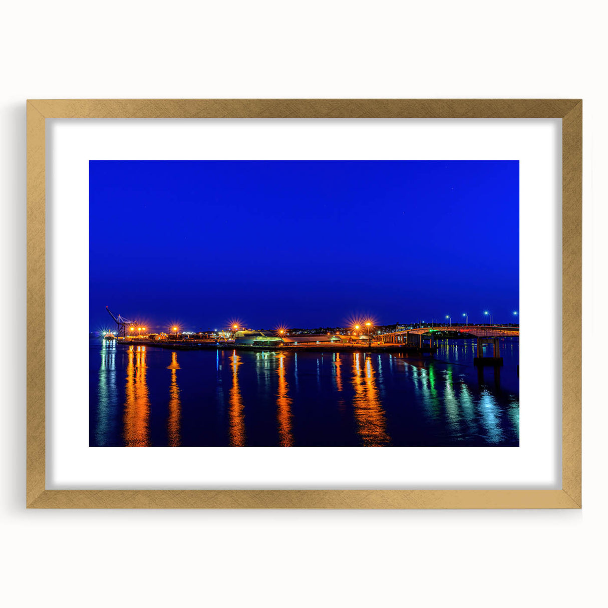 Extra large abstract art print of textured Canadian scenery in muted earth tones, framed in gold.