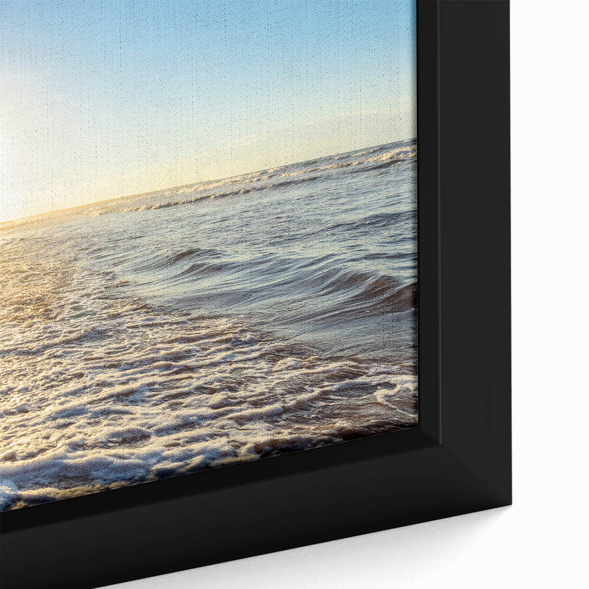 Extra large framed canvas featuring a textured depiction of Prince Edward, Canada scenery in black with colorful art accents.