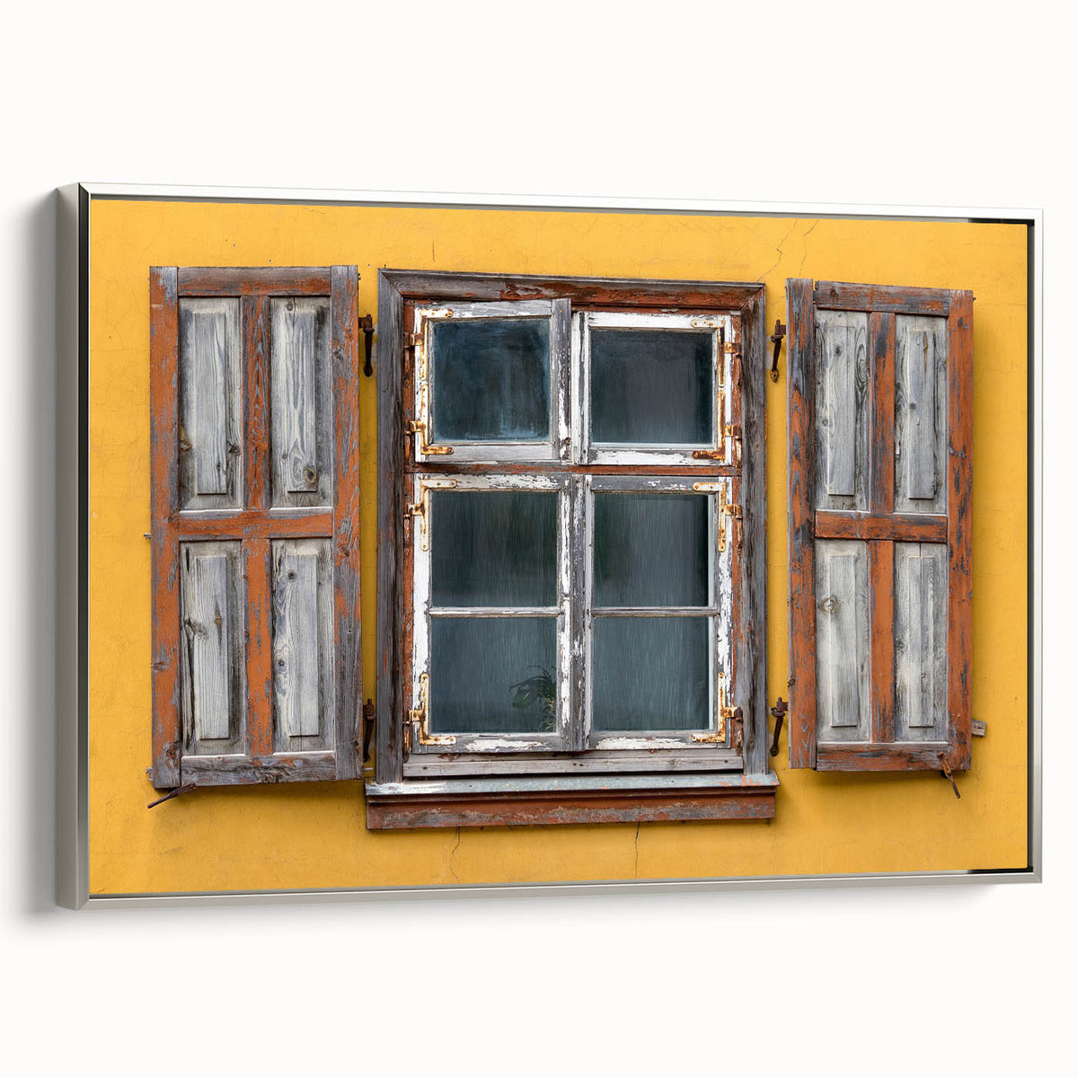 Framed canvas depicting a vintage-style Caribbean landscape with vibrant colors and black accents.