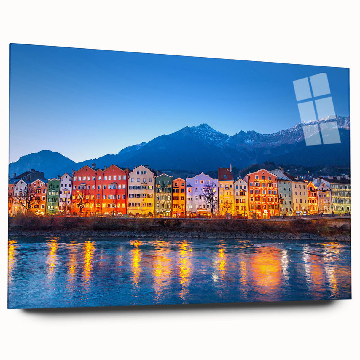 Large abstract wall art depicting a European scenery in Austria, executed on acrylic glass.