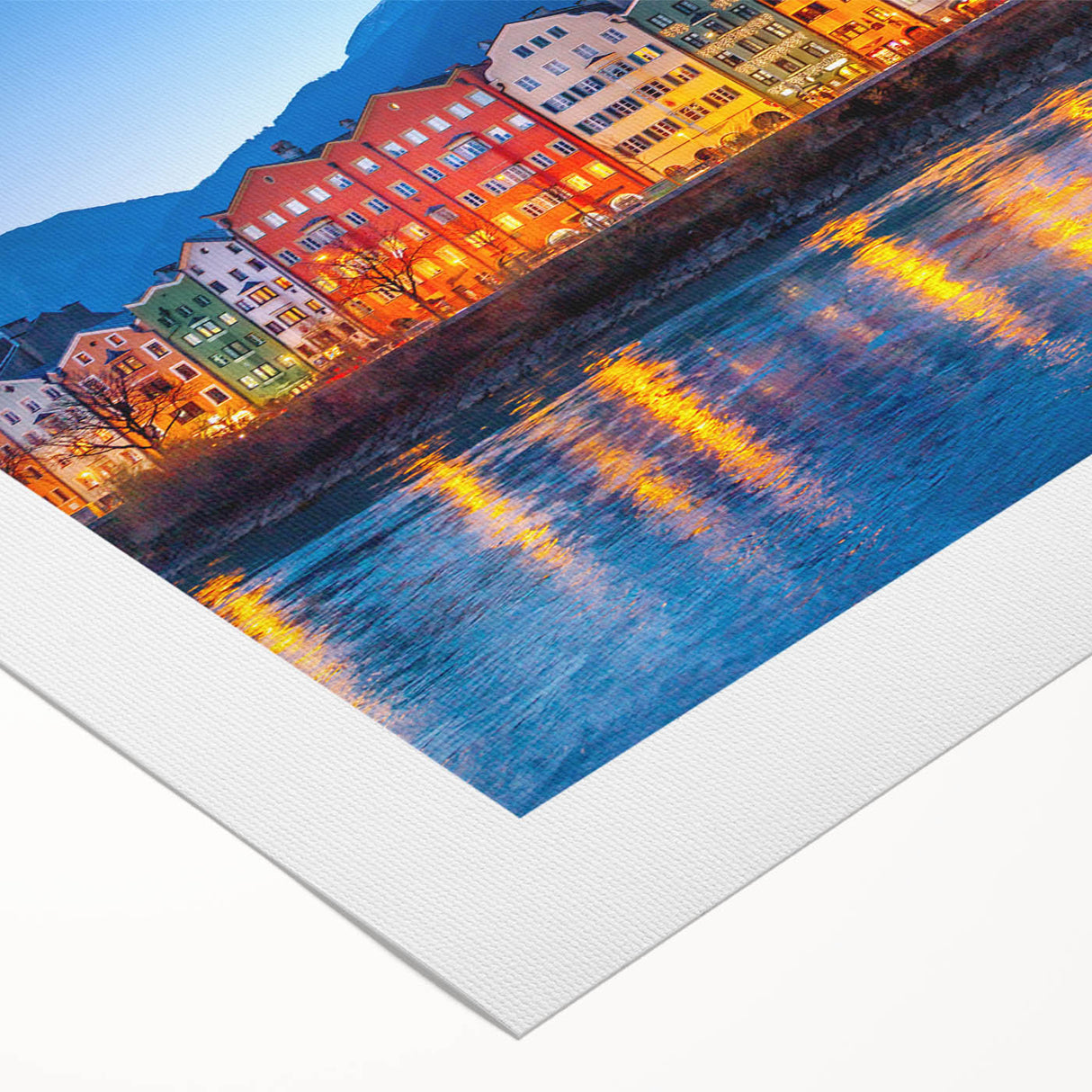 Art deco poster featuring a scenic view of an Austrian landscape on rolled canvas, suitable for dining room decor.