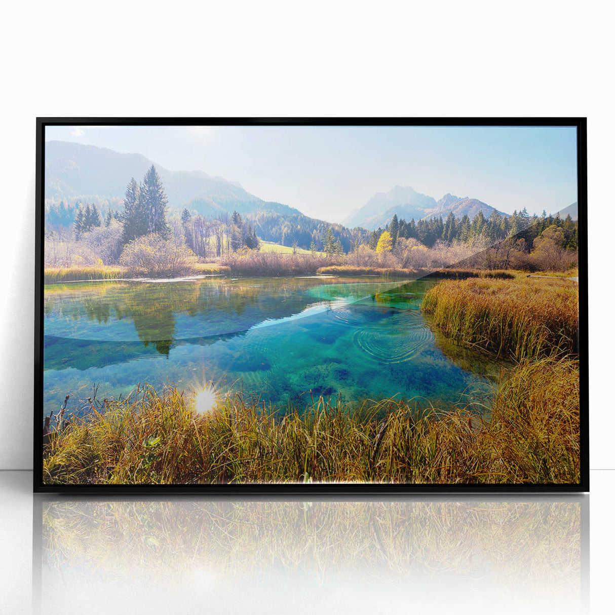 Large abstract wall art featuring a Slovenian landscape in muted earth tones on a framed acrylic, suited for modern decor.